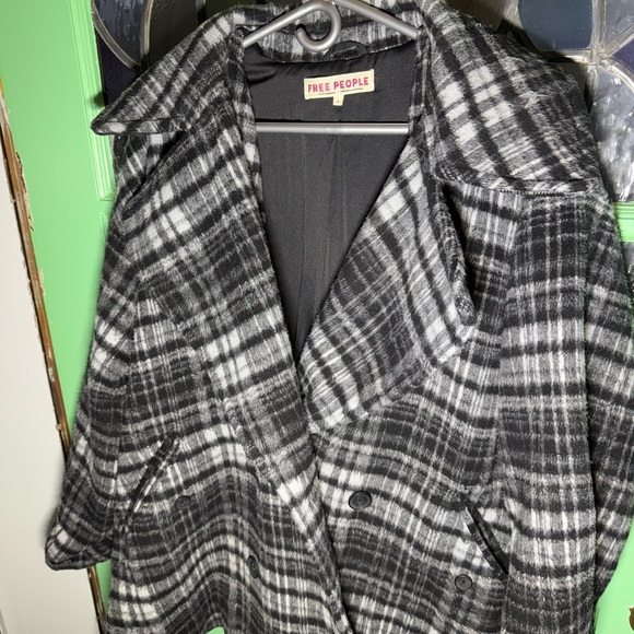 🖤Free People Highlands Wool Peacoat in Salt and Pepper - Picture 4 of 4